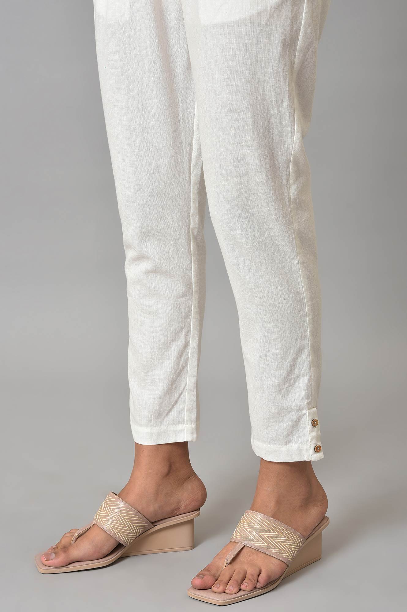 White Straight Fit Plus Size Trouser Pants