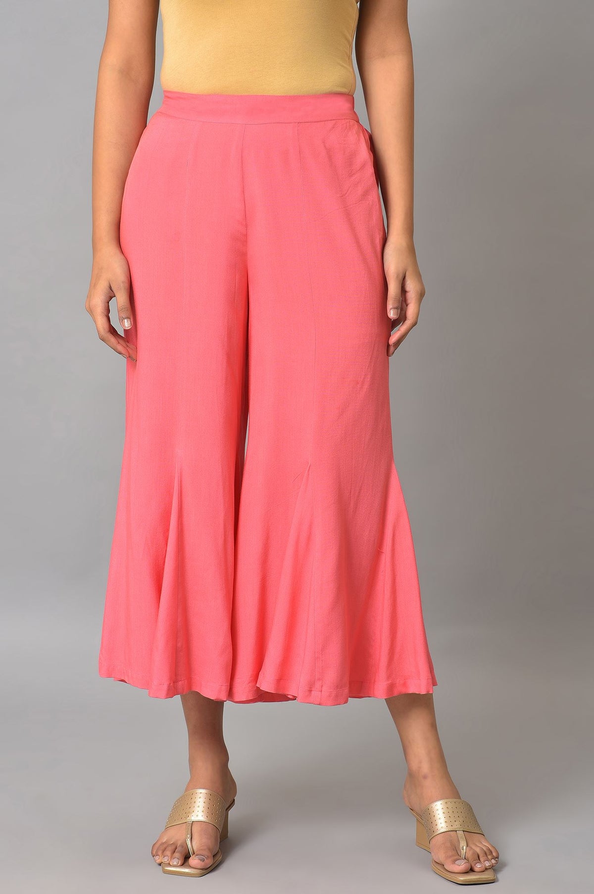 Pink Staight Fit Women Palazzo - S