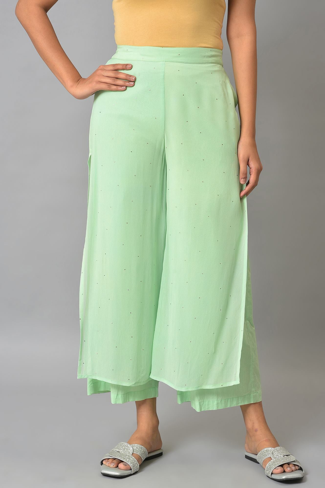 Green Staight Fit Women Palazzo