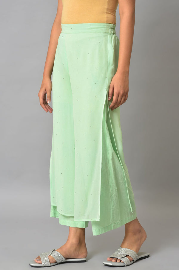Green Staight Fit Plus Size Women Palazzo