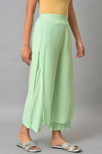 Green Staight Fit Plus Size Women Palazzo
