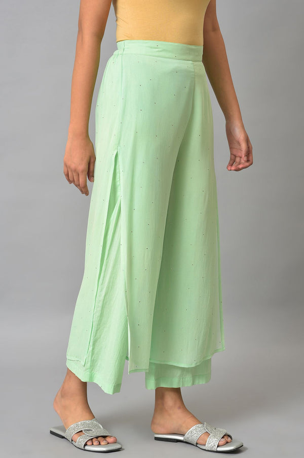 Green Staight Fit Plus Size Women Palazzo