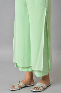 Green Staight Fit Plus Size Women Palazzo