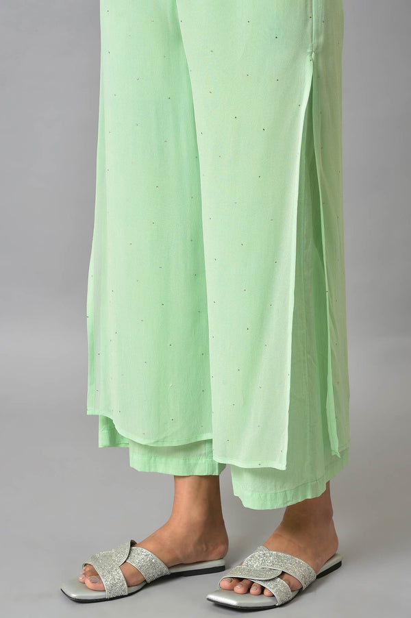 Green Staight Fit Plus Size Women Palazzo
