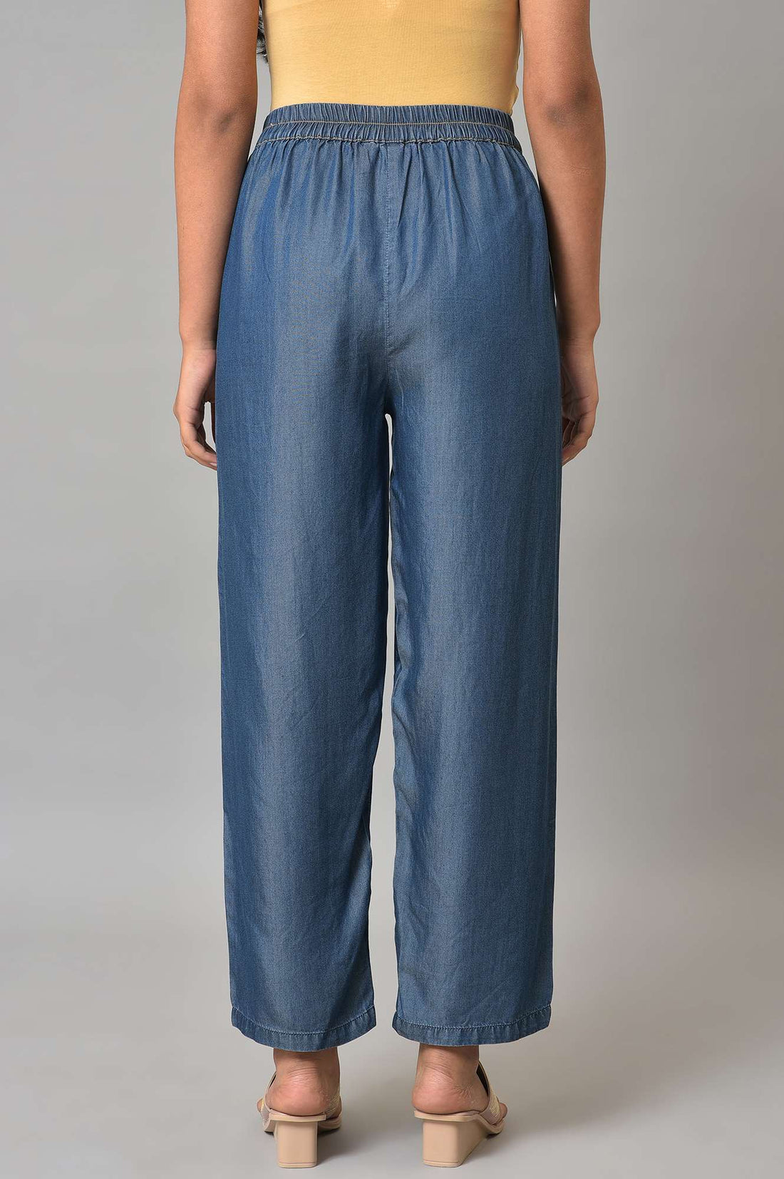 Blue Plus Size Denim Narrow Pants