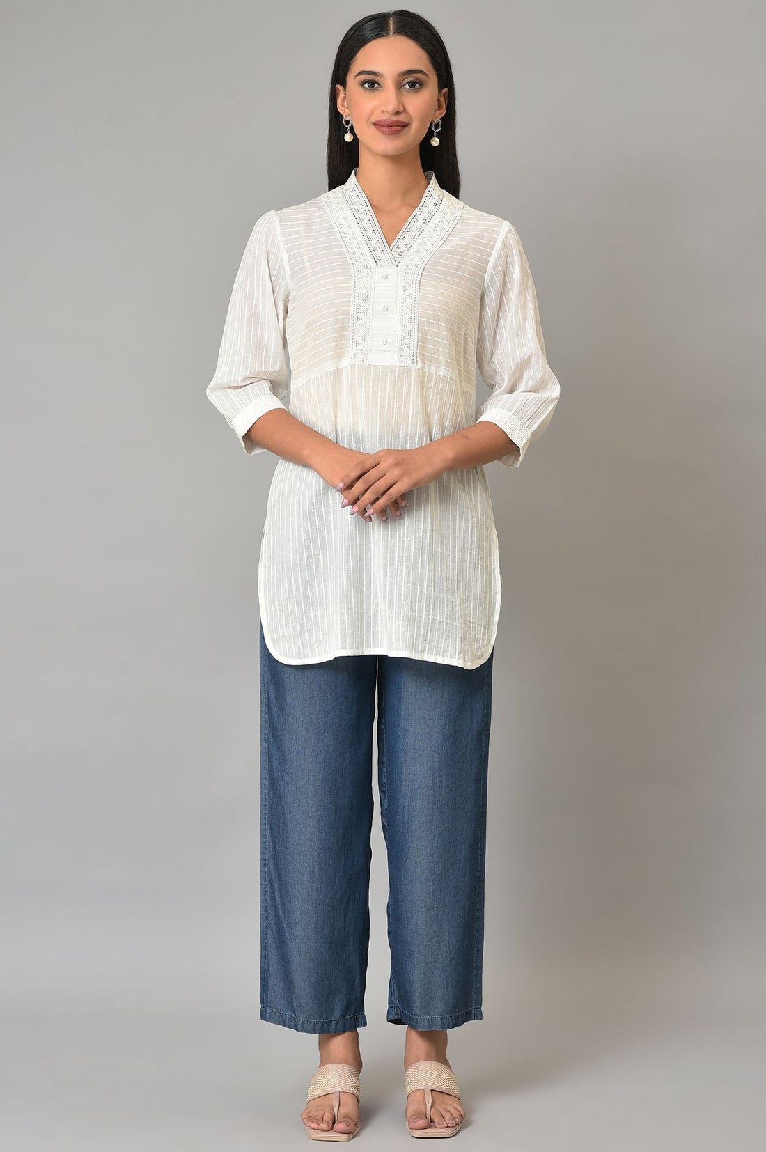 Blue Plus Size Denim Narrow Pants