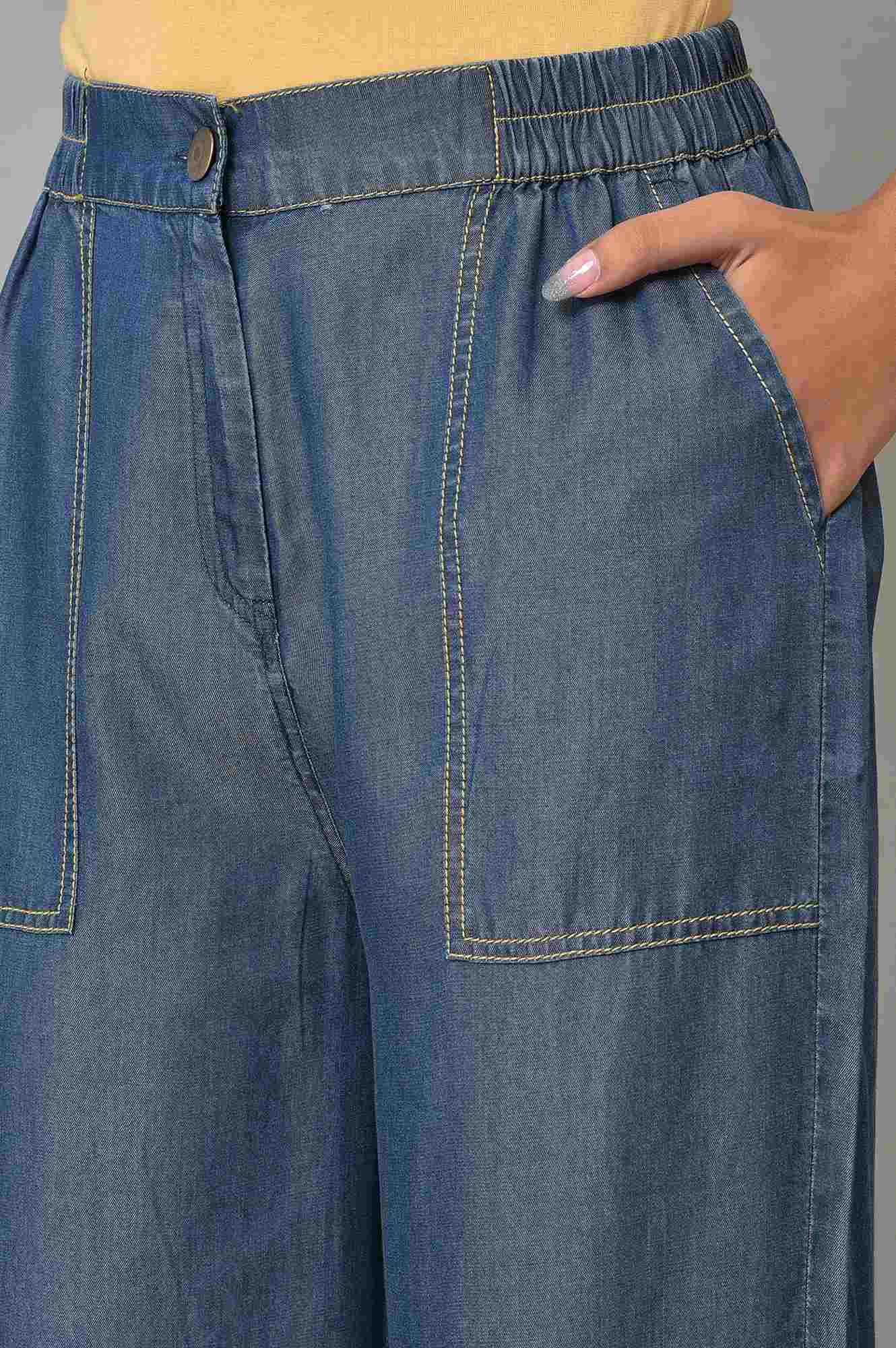 Blue Denim Narrow Pants