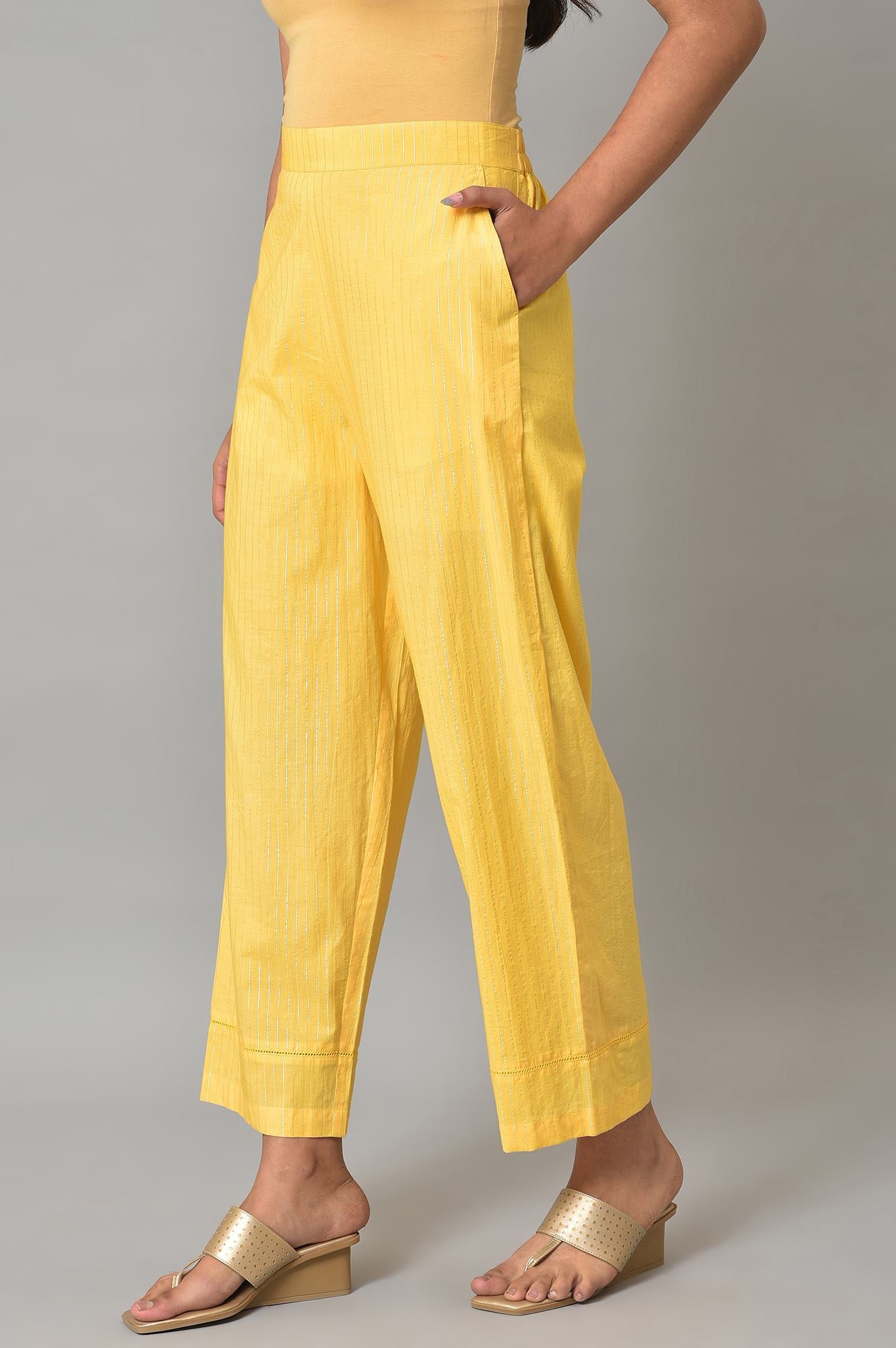 Yellow Staight Fit Women Palazzo