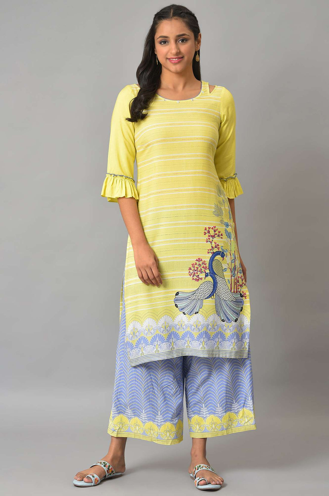 Purple Floral Printed Culottes