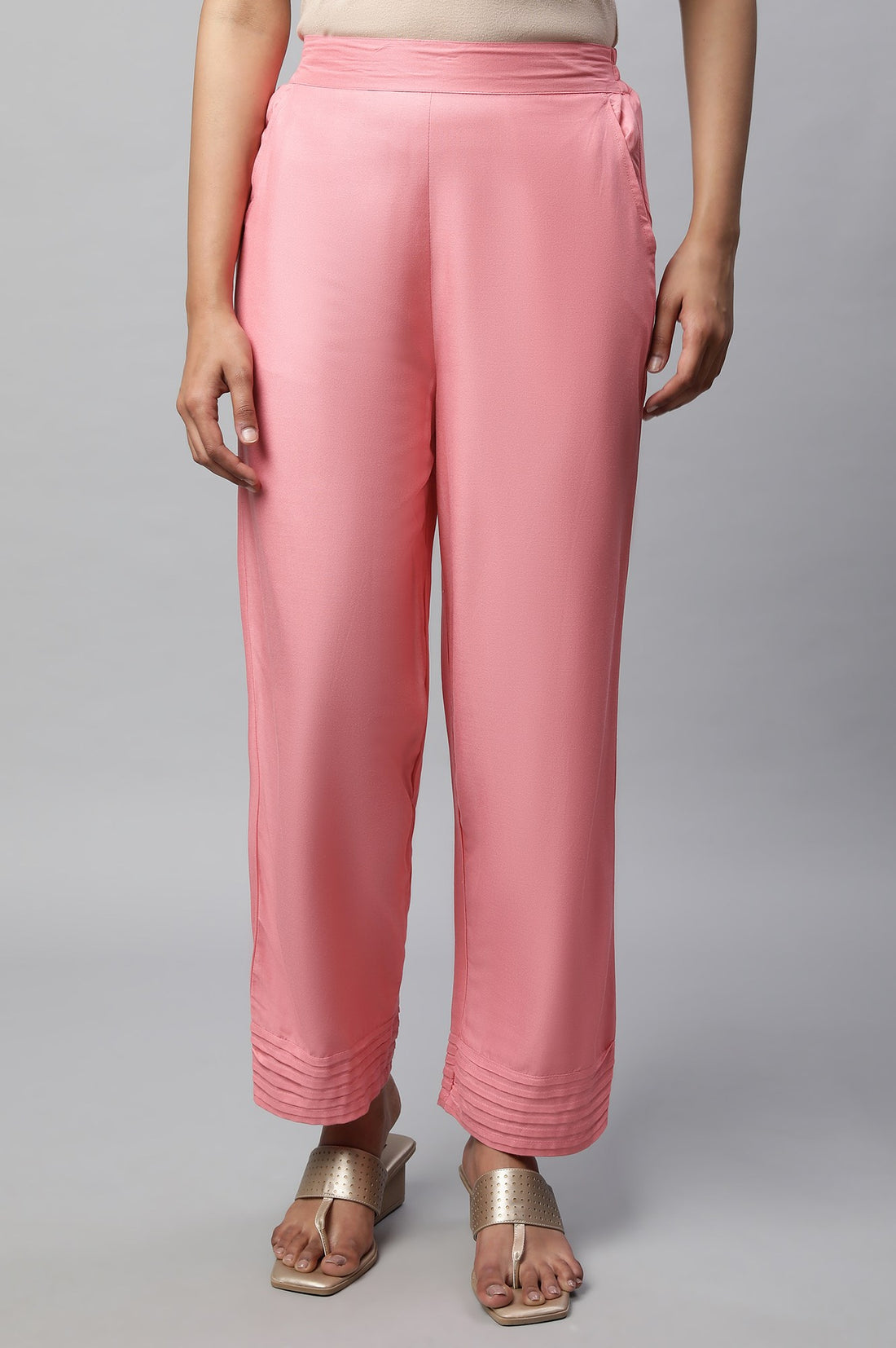 Buy Pink Narrow Palazzo With Pleats Online for Woman Shop for