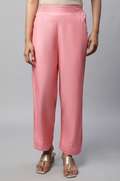 Pink Narrow Palazzo With Pleats