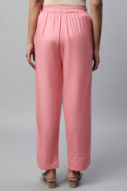 Pink Narrow Palazzo With Pleats