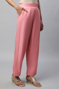 Pink Narrow Palazzo With Pleats