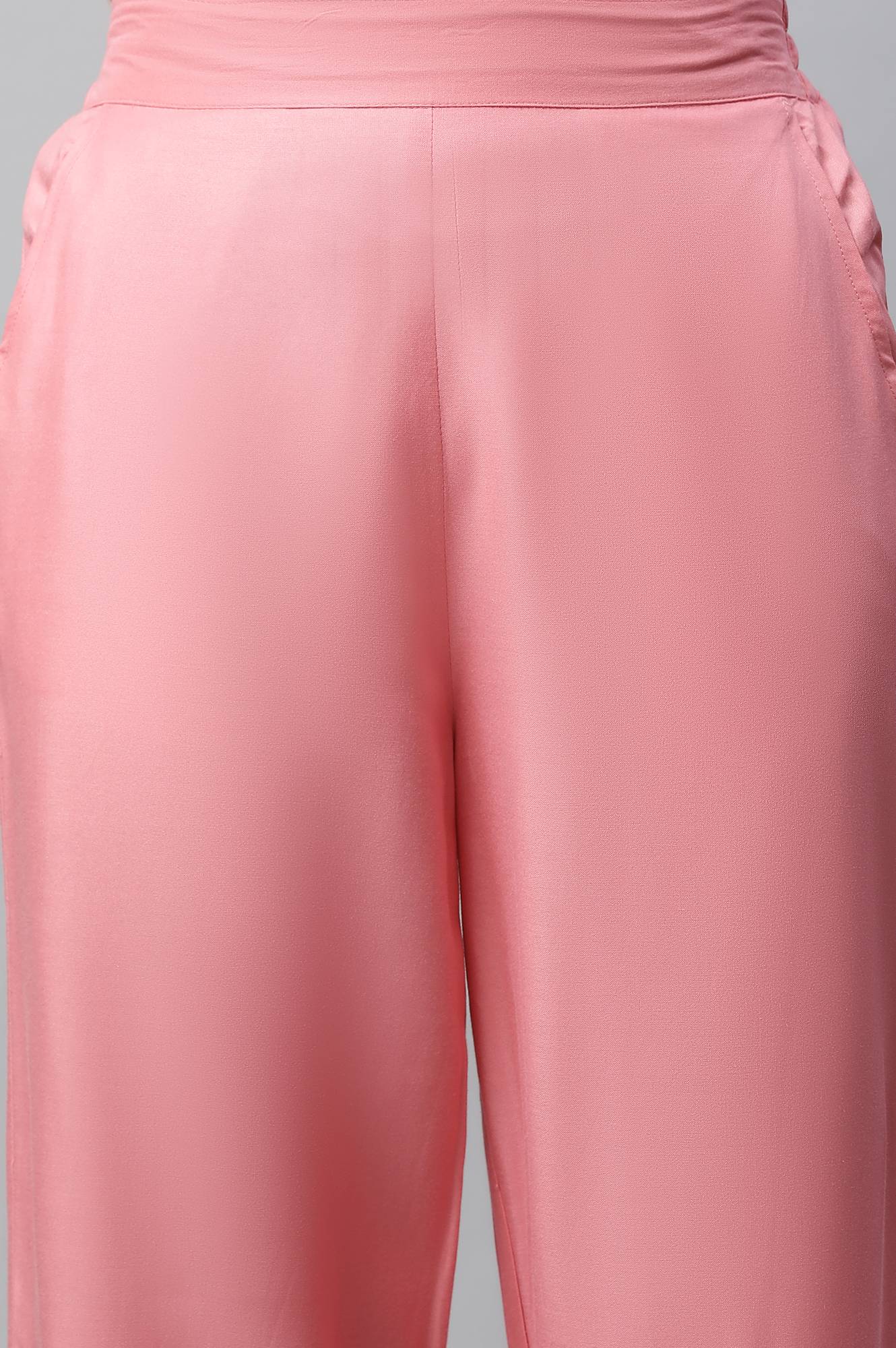 Pink Narrow Palazzo With Pleats