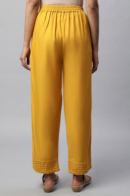 Yellow Narrow Palazzo With Pleats