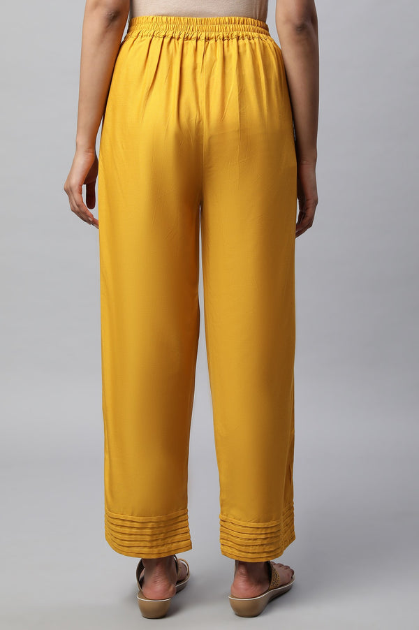 Yellow Narrow Palazzo With Pleats