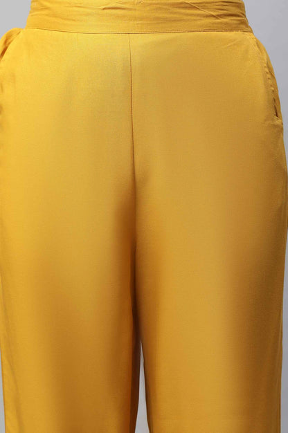 Yellow Narrow Palazzo With Pleats