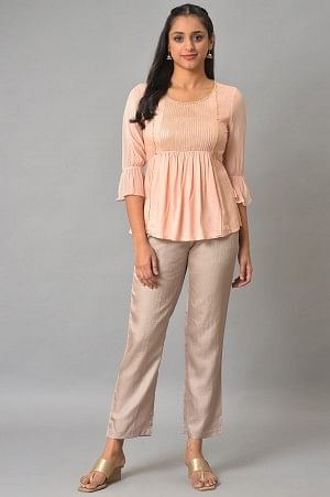 Gold Staight Fit Women Palazzo Pants