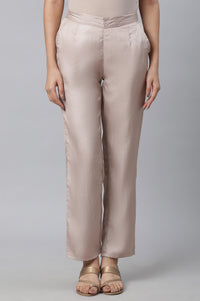 Cuban Gold Solid Straight Fit Satin Palazzo
