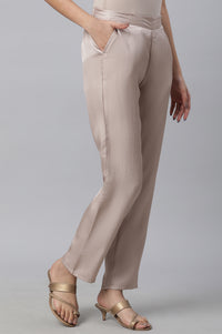 Cuban Gold Solid Straight Fit Satin Palazzo