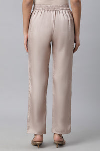 Cuban Gold Solid Straight Fit Satin Palazzo