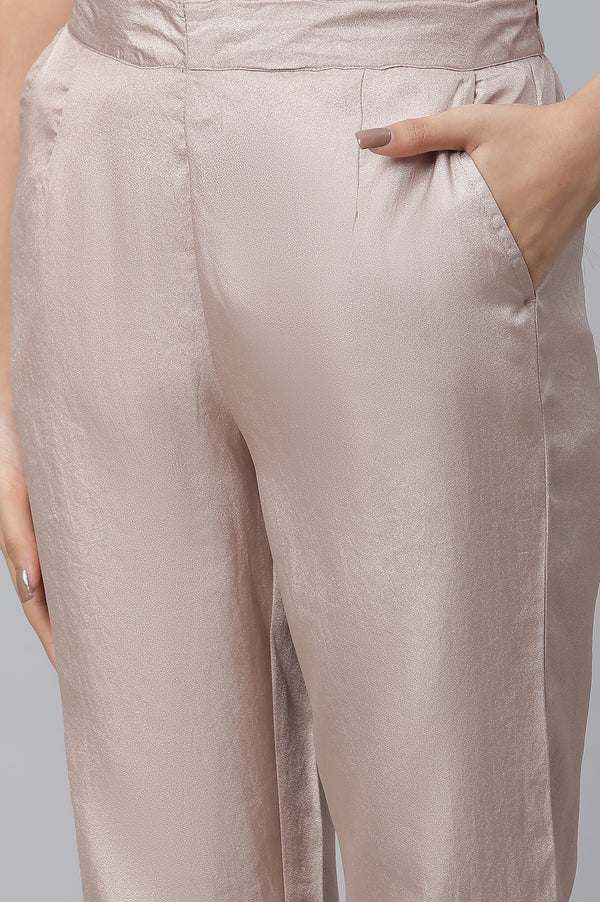 Cuban Gold Solid Straight Fit Satin Palazzo