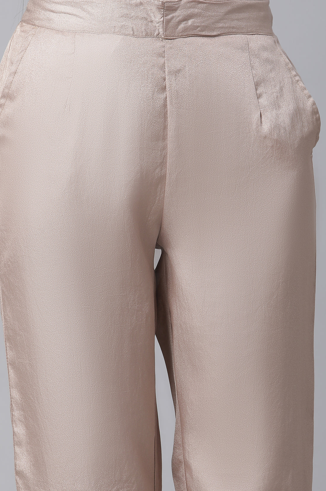 Cuban Gold Solid Straight Fit Satin Palazzo