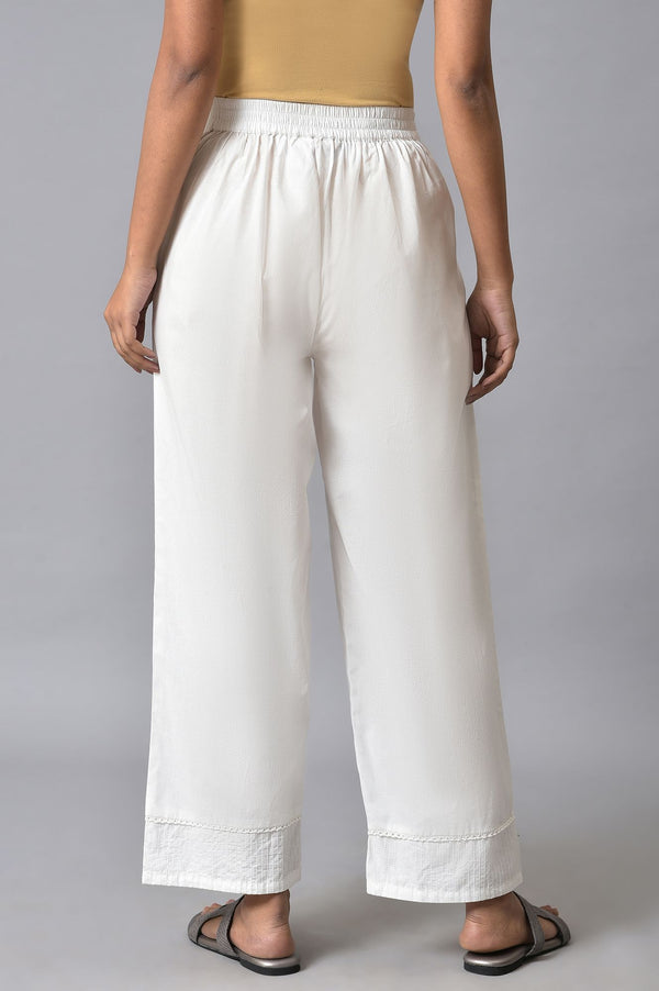 White Zari Embroidered and Sequins Straight Kurta and Palazzo Set