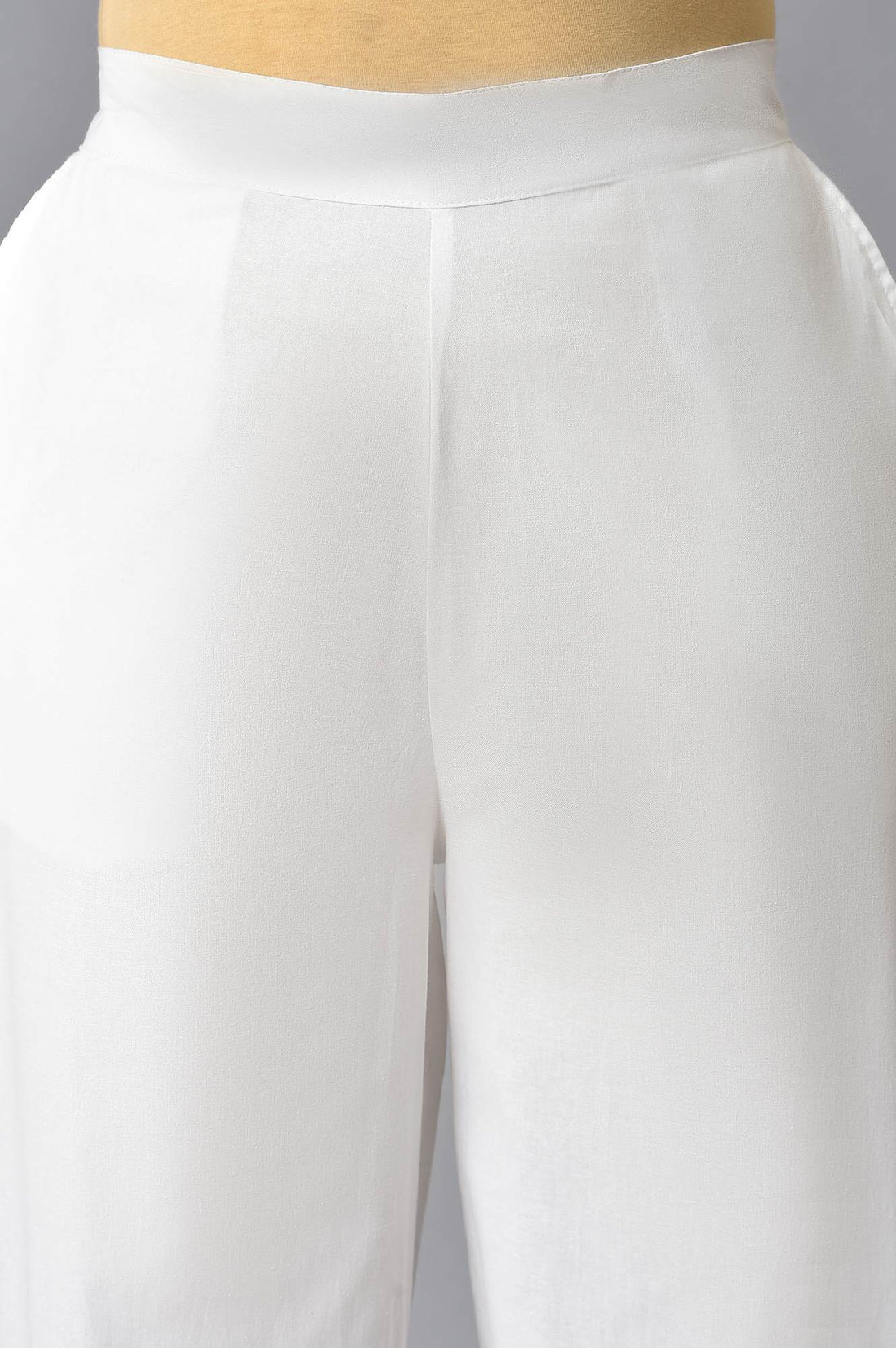 White Plus Size Cotton Narrow Palazo