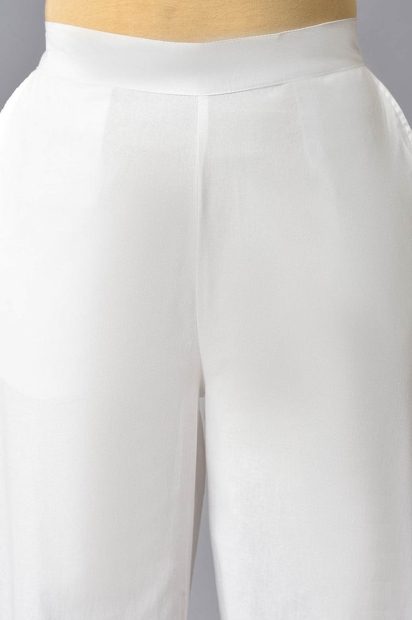 White Plus Size Cotton Narrow Palazo