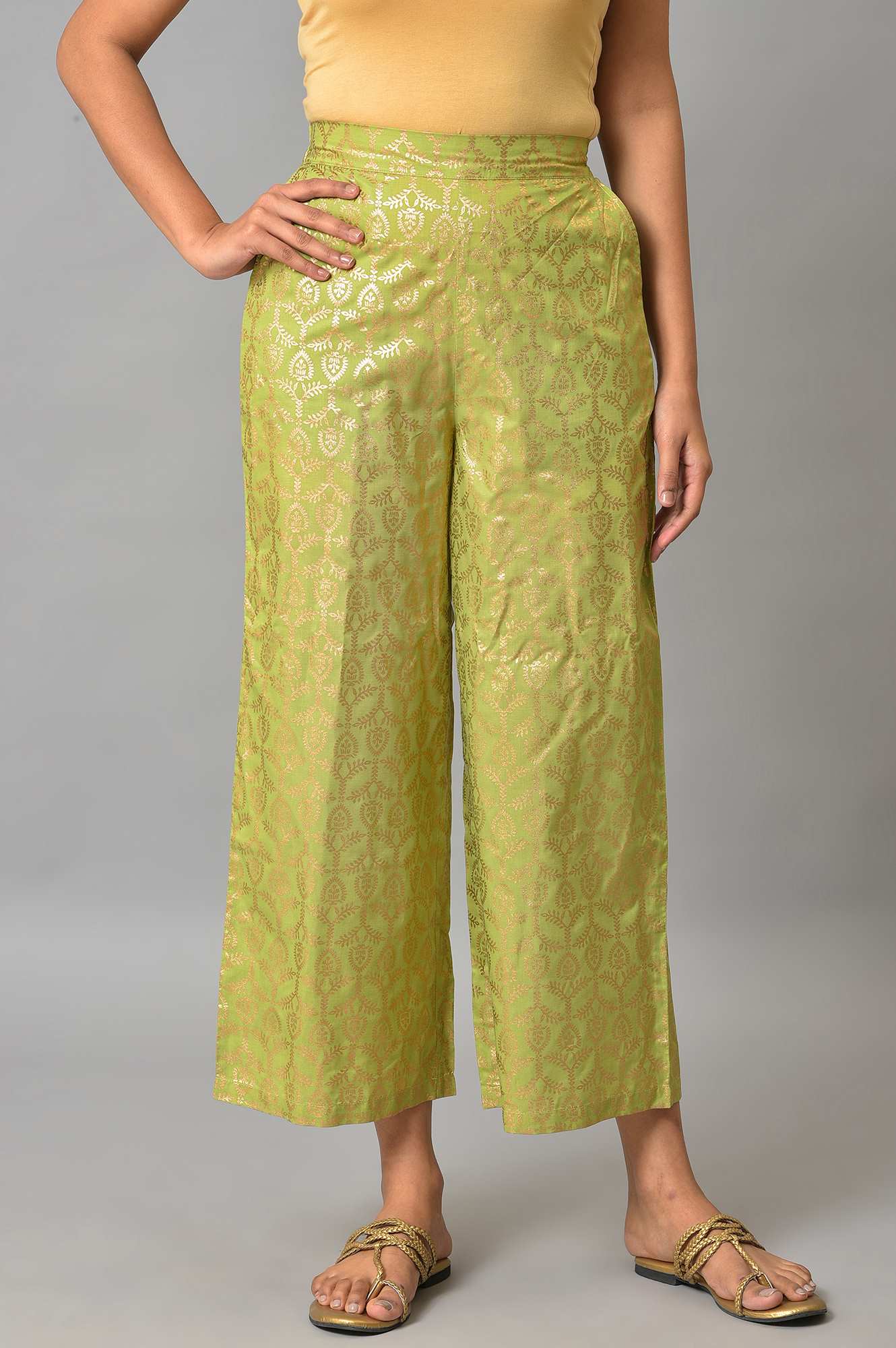 Green Staight Fit Women Palazzo