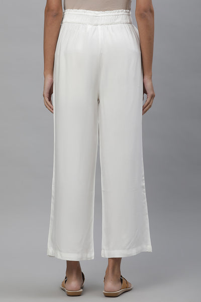 White Casual Comfy Pants with Front Drawstrings