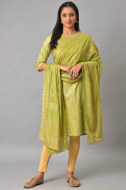 Green Printed Ethnic Dupatta