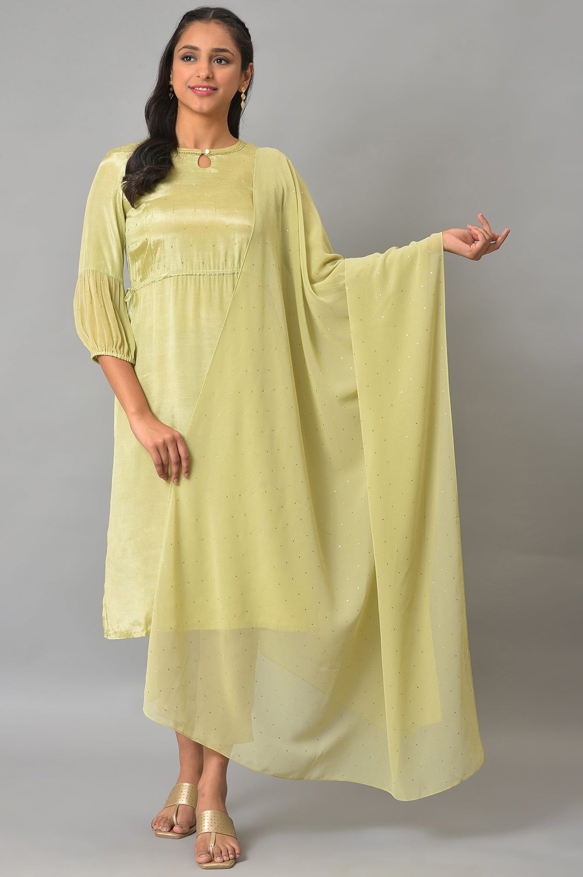 Green Printed Ethnic Dupatta - FS