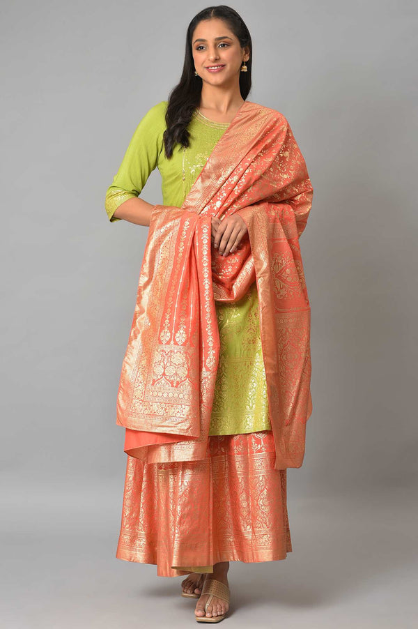 Orange Printed Ethnic Dupatta
