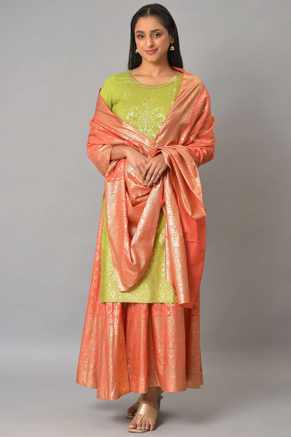 Orange Printed Ethnic Dupatta