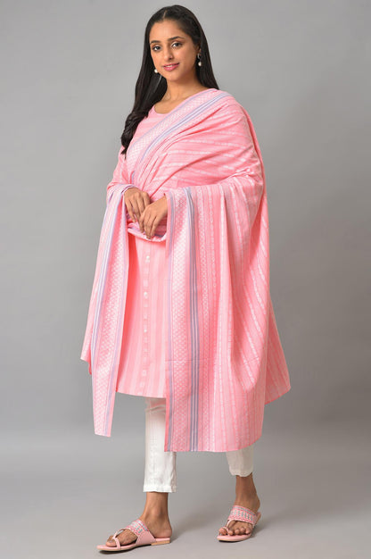 Pink Yarn-Dyed Premium Dupatta