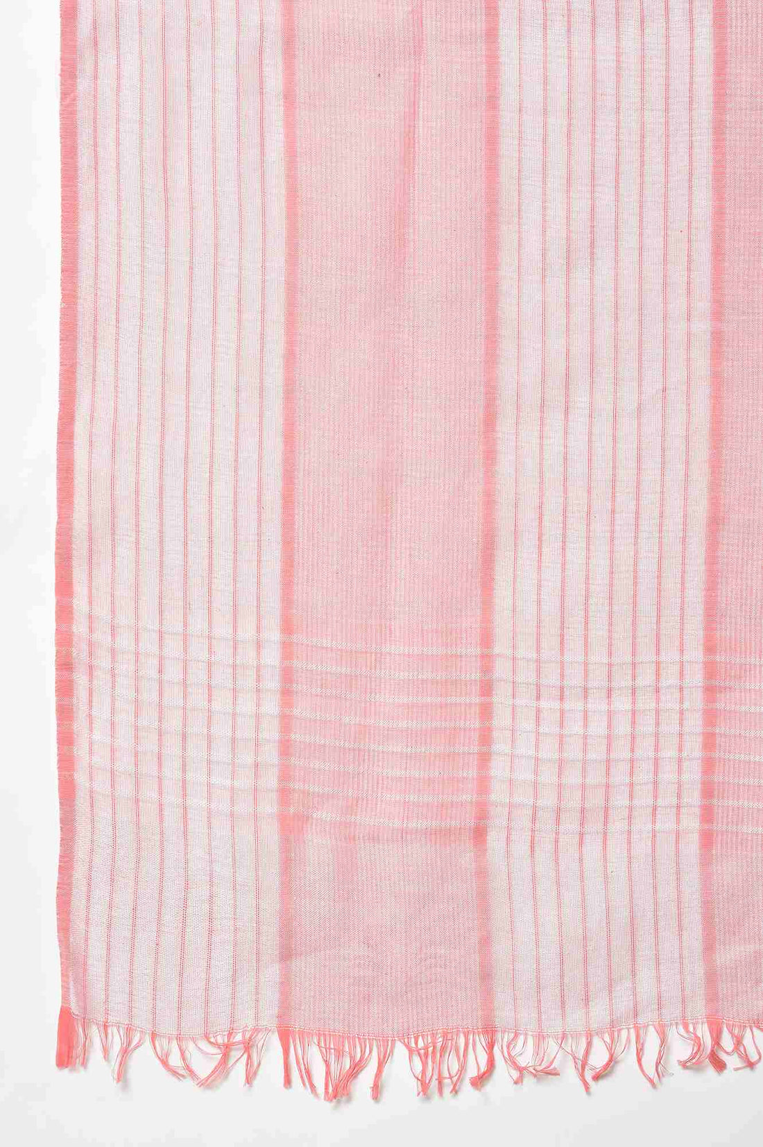 Coral And White Yarn-Dyed Premium Dupatta