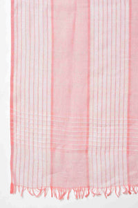 Coral And White Yarn-Dyed Premium Dupatta