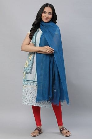 Blue Solid South Cotton Dupatta - FS