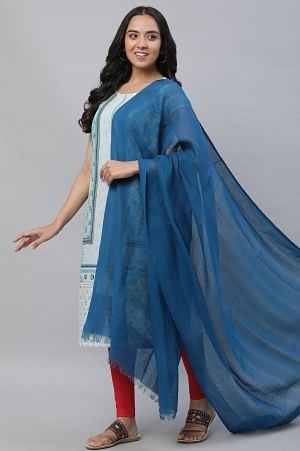 Blue Solid South Cotton Dupatta