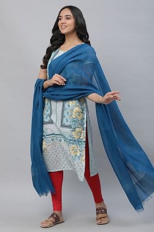 Blue Solid South Cotton Dupatta