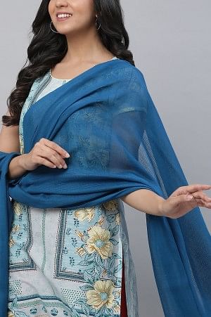 Blue Solid South Cotton Dupatta