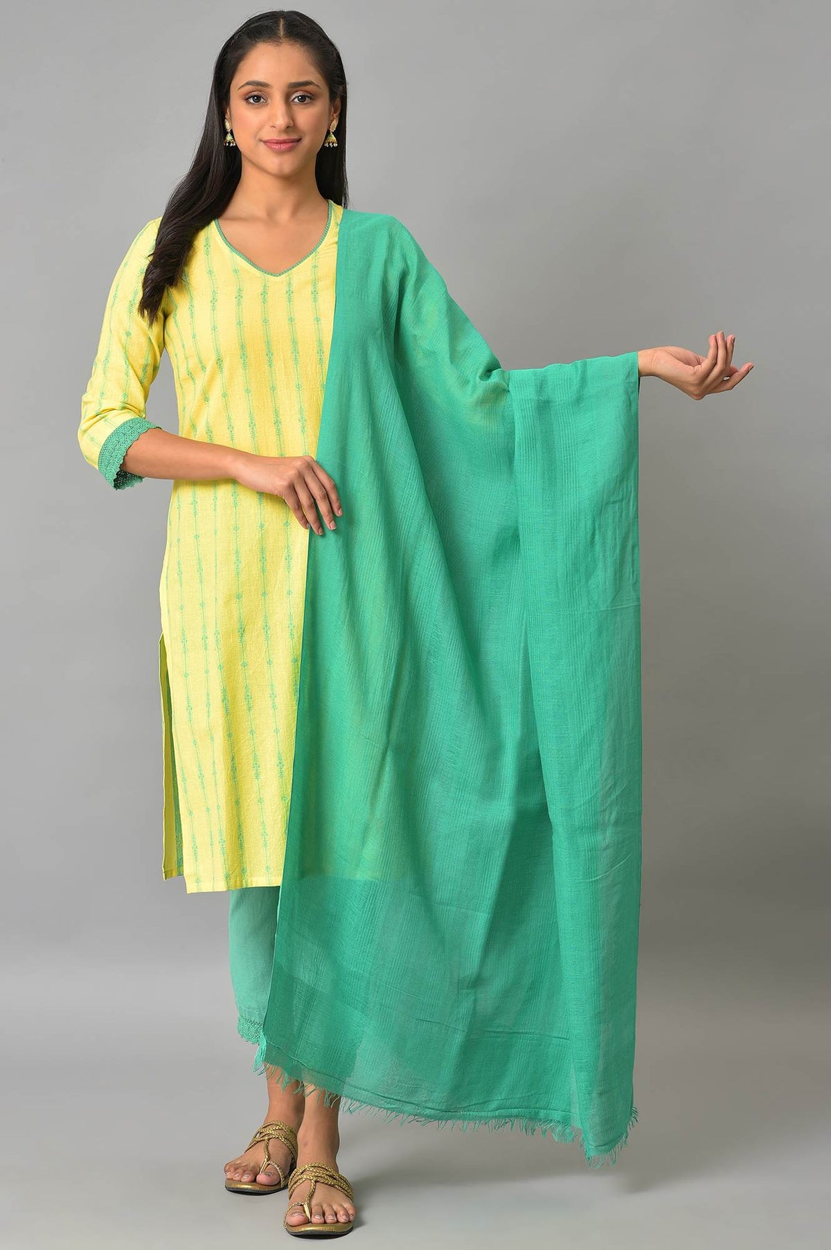 Green Yarn-Dyed Premium Dupatta - FS
