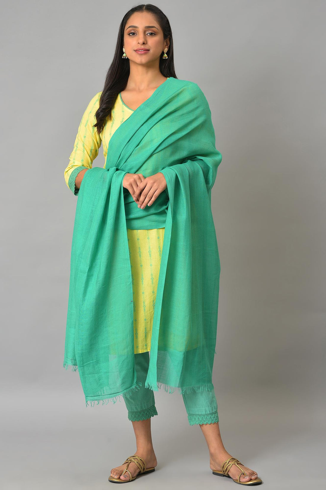 Green Yarn-Dyed Premium Dupatta