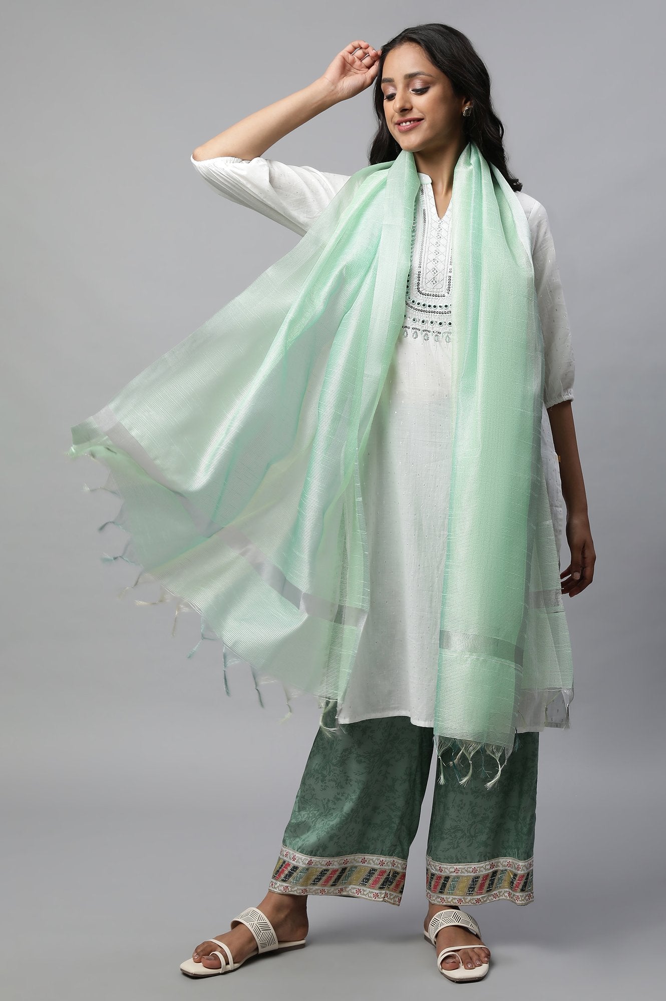 Green Yarn-Dyed Premium Dupatta