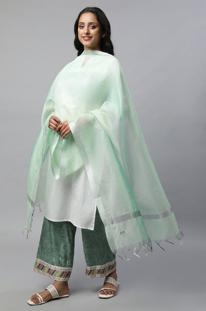 Green Yarn-Dyed Premium Dupatta