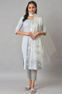 Grey Yarn-Dyed Premium Dupatta