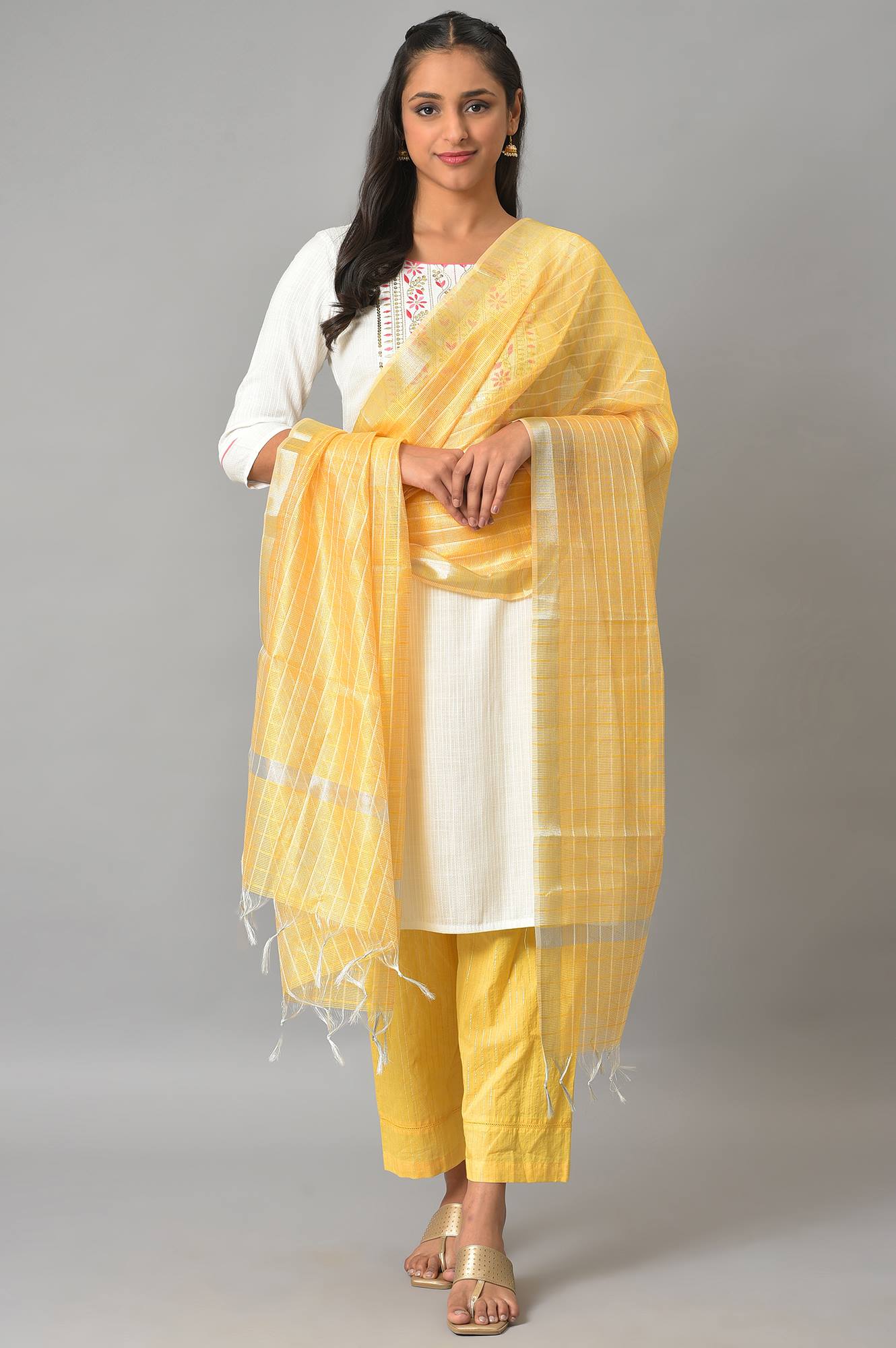 Yellow Yarn-Dyed Premium Dupatta