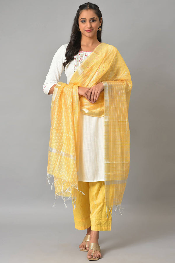 Yellow Yarn-Dyed Premium Dupatta